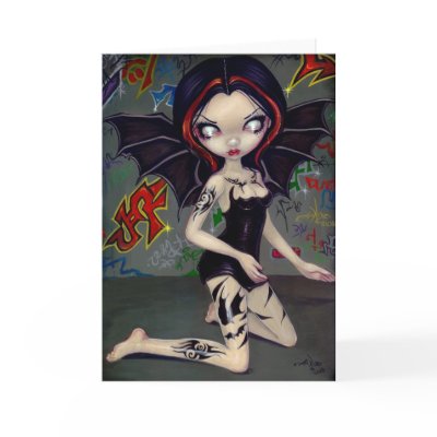 "Bat Tattoos" Greeting Card by strangeling