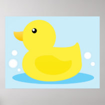Bath Time Yellow Duck Posters