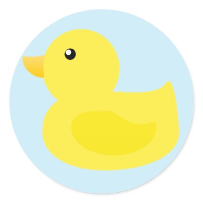 Bath Time Yellow Duck Round Stickers by heartlocked