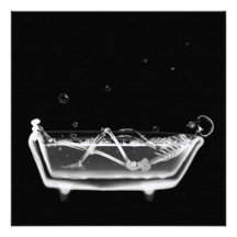 Bath Tub X-Ray Skeleton Black & White Announcements