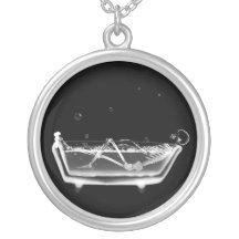 Bath Tub X-Ray Skeleton Black & White Personalised Necklace
