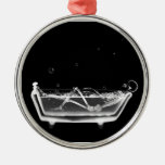Bath Tub X-Ray Skeleton Black & White Christmas Ornament