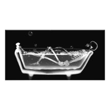 Bath Tub X-Ray Skeleton Black & White Personalised Photo Card
