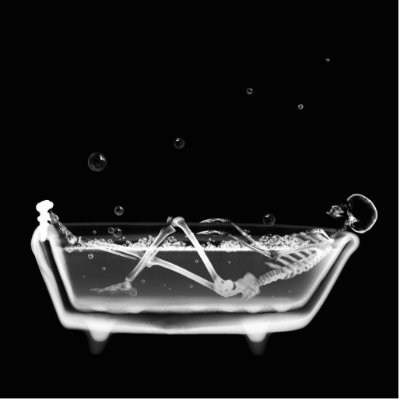 Bath Tub X-Ray Skeleton Black & White by VoXeeD