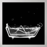 Bath Tub X-Ray Skeleton Black & White posters