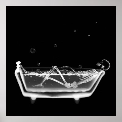 Bath Tub X-Ray Skeleton Black & White by VoXeeD