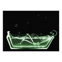 Bath Tub X-Ray Skeleton Green Custom Invitations