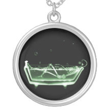 Bath Tub X-Ray Skeleton Green Personalised Necklace