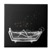 Bath Tub X-Ray Skeleton - Rainbow Bubbles Tiles