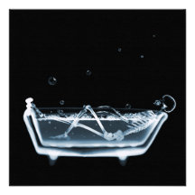 BATH TUB X-RAY VISION SKELETON - BLUE CUSTOM INVITES