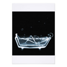 BATH TUB X-RAY VISION SKELETON - BLUE PERSONALIZED INVITATION