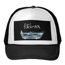 BATH TUB X-RAY VISION SKELETON - BLUE TRUCKER HATS