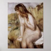 Bather Sitting on a Rock, Pierre-Auguste Renoir Poster