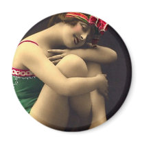 Bathing Beauty in Green Refrigerator Magnets