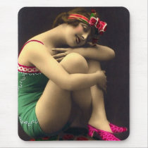 Bathing Beauty in Green Mouse Pad