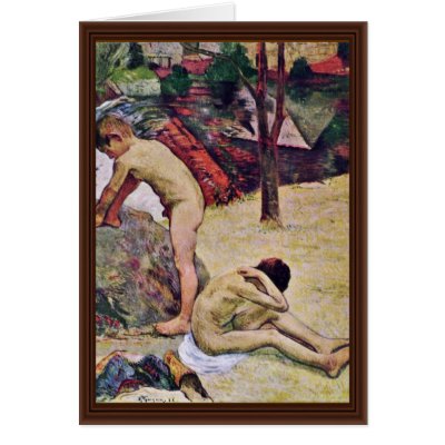 Bathing Breton Boy By Gauguin Paul (Best Quality) Card by Artcollection
