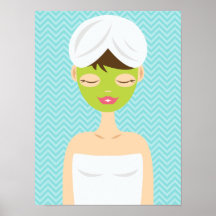 Bathing Spa Woman With A Green Face Mask Posters
