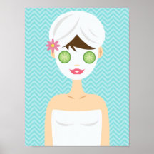 Bathing Spa Woman With A White Face Mask Poster