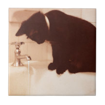 Bathroom Pepper Black Cat Tiles