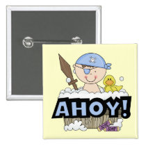 Bathtub Pirates - Brunette Boy Tshirts and Gifts buttons