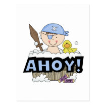 Bathtub Pirates - Brunette Boy Tshirts and Gifts postcards