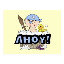 Bathtub Pirates - Brunette Boy Tshirts and Gifts postcards