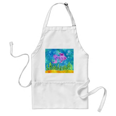 Batik Fishy Apron by 13BlackCatsDesigns
