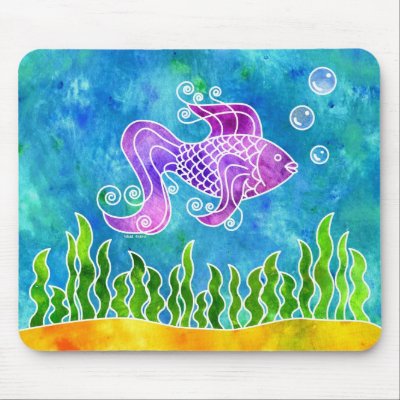 Batik Fishy Mousepad by 13BlackCatsDesigns