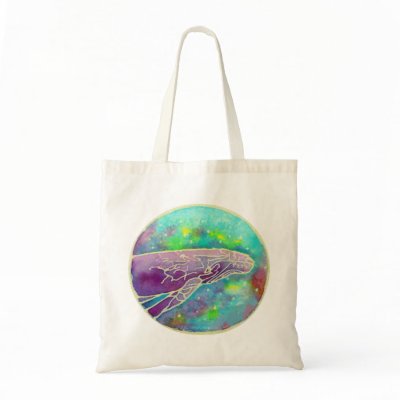 Batik Humpback Whale Art Cotton Canvas Tote Bag by alinaspencil