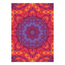 Batik Sunset Watercolor Mandala Custom Announcements