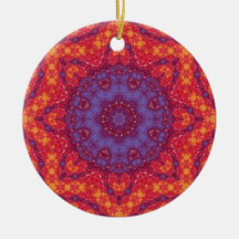Batik Sunset Watercolor Mandala Christmas Tree Ornament