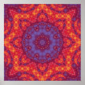 Batik Sunset Watercolor Mandala posters