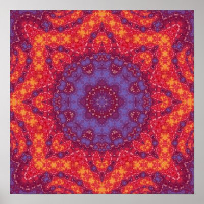 Batik Sunset Watercolor Mandala Poster by Digital_Mandalas
