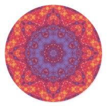 Batik Sunset Watercolor Mandala Round Stickers