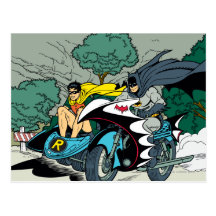 Batman And Robin In Batcycle Post Card
