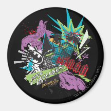 Batman Caped Crusader Neon Collage Refrigerator Magnet