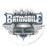 Batman Car and Flames Round Stickers