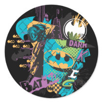 Batman Neon The Dark Knight Collage Round Stickers