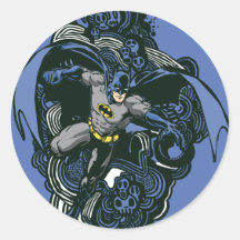 Batman Skulls/Ink Doodle 2 Round Stickers