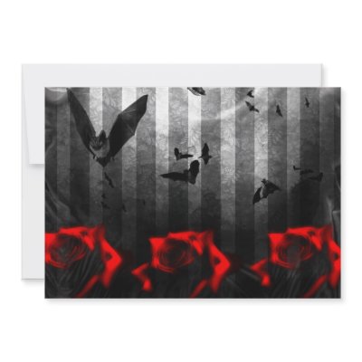 Bats and Roses Goth Invitation by gothicbusiness
