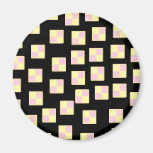 Battenburg Cake Pattern. Pink and Yellow. Fridge Magnets