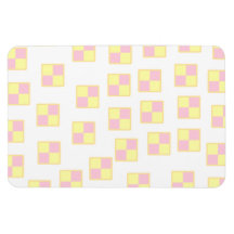 Battenburg Cake Pattern. Pink and Yellow. Rectangle Magnets