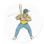 Batter Round Stickers