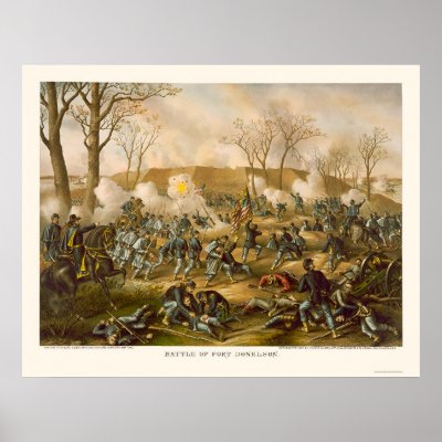 Battle of Fort Donelson by Kurz and Allison 1862 Poster by lc_civilwar