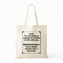 Battle of Wits Administrator Tote Bags
