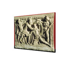 Battle scene from a cinerary urn, Etruscan Gallery Wrapped Canvas