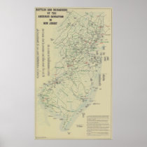 Battles of the Revolutionary War in New Jersey Map Poster