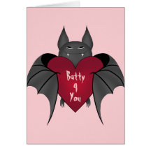 Batty 4 You Valentine's Day bat Greeting Cards