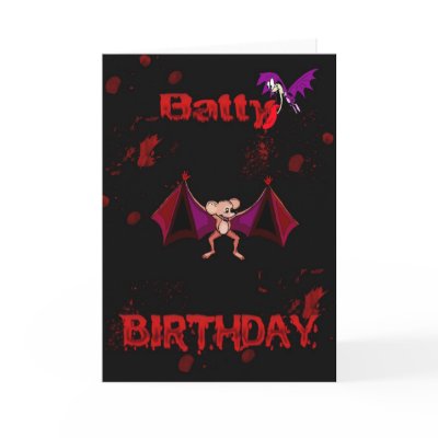 Batty Birthday Blood Bats Goth Emo Alternative Card by moonlake