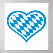 Bavaria heart blue white poster